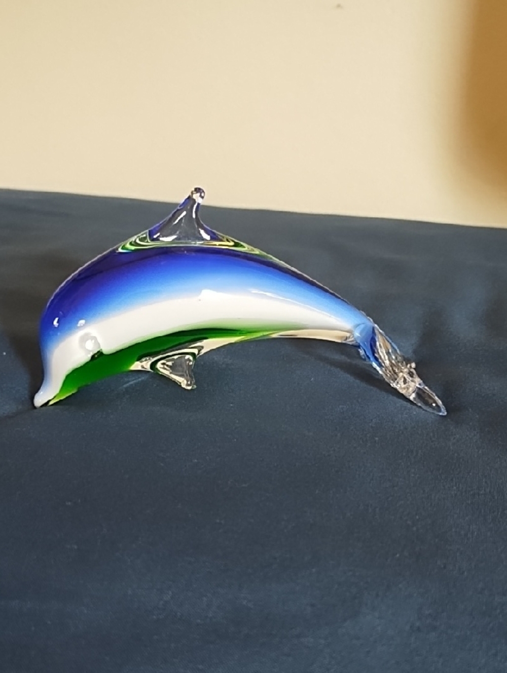 MURANO GLASS DOLPHIN, BEAUTIFUL BLUE, GREEN, AND WHITE